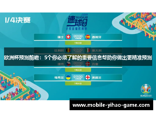 欧洲杯预测前瞻：5个你必须了解的重要信息帮助你做出更精准预测